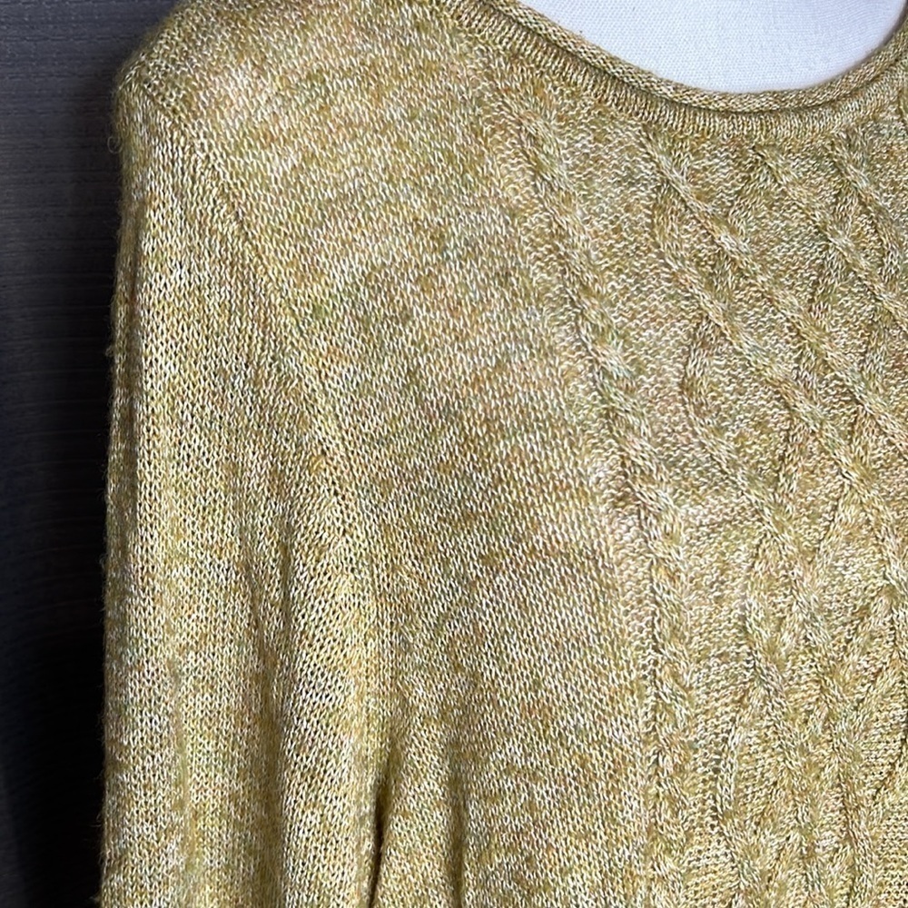 CJ BANKS 1X MUSTARD GREEN LONG SLEEVED KNIT SWEATER - Picture 2 of 6
